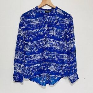 a.n.a. Petite Blue And White Tunic Top   Sz PM  EUC